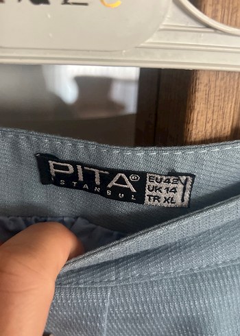 Zara Düğmeli Mavi Uzun Keten Etek
