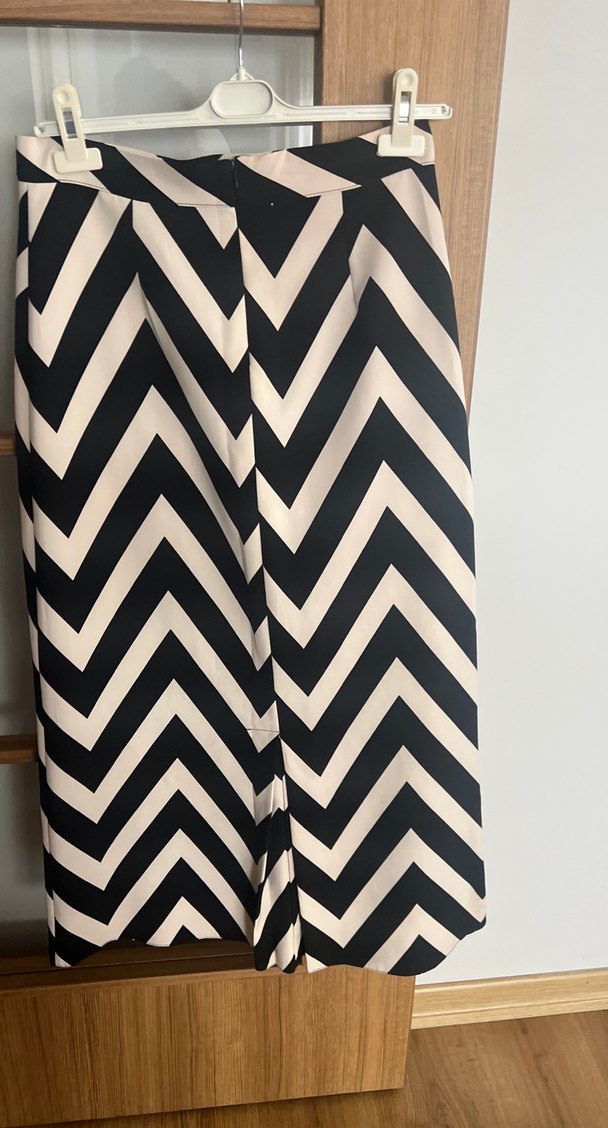 Bej Siyah Zebra Desenli Pilili Hamile Uzun Etek - Görsel 3