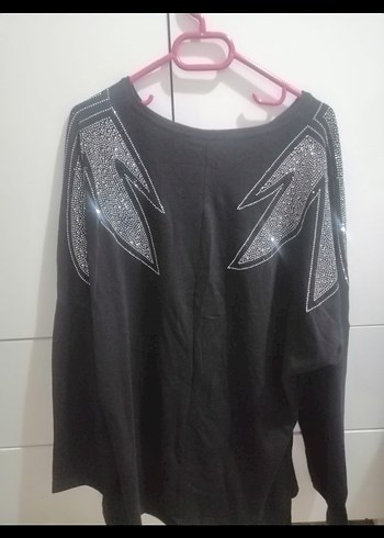 Siyah Uzun Kollu Payet Detaylı Kadın Tunik - Görsel 2