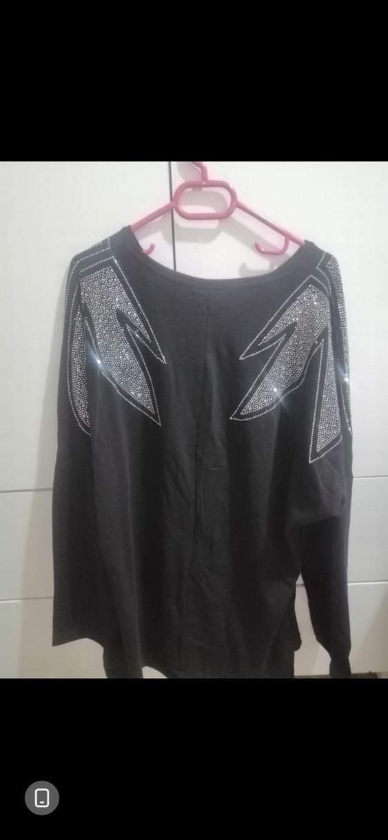 Siyah Uzun Kollu Payet Detaylı Kadın Tunik - Görsel 2