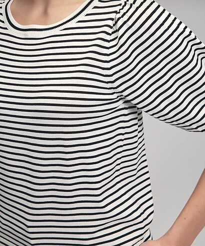 adL çizgili fakir kol triko bluz - Görsel 2