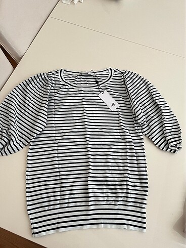 adL çizgili fakir kol triko bluz - Görsel 5