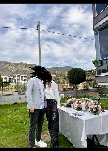 Siyah Parlak Uzun Kadın Pantolon - Görsel 2