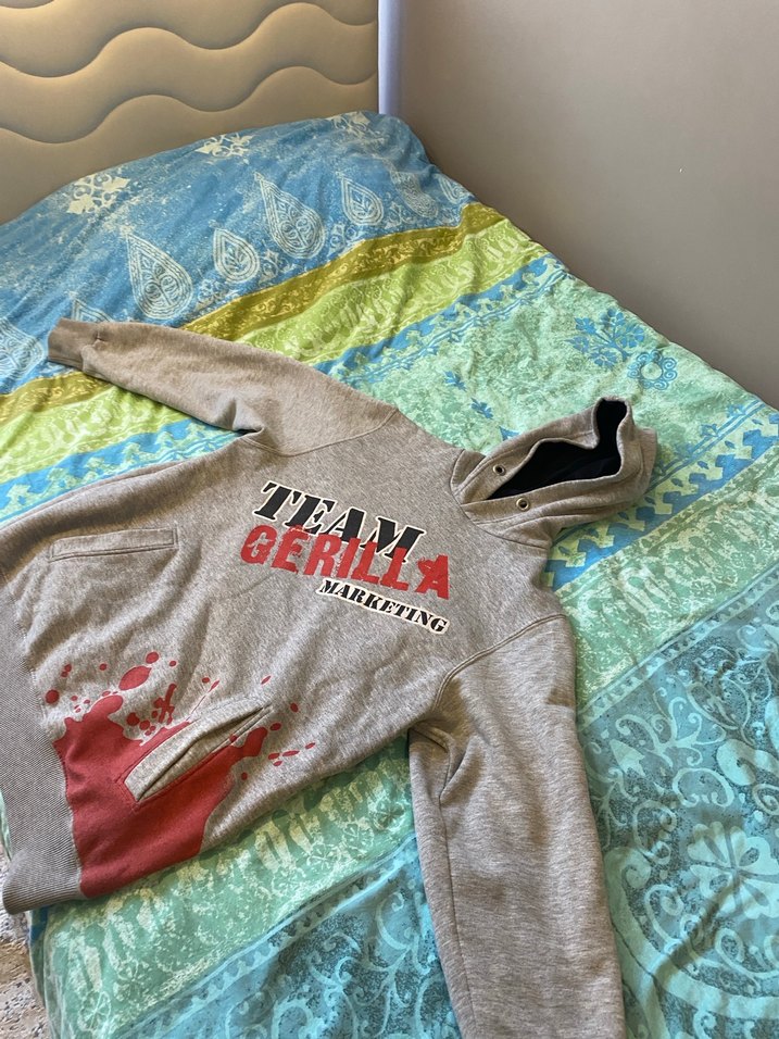 Gri Kapüşonlu Sweatshirt - Görsel 5