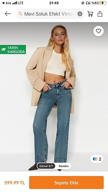 mavi soluk efekt vintage yüksek bel wide leg jean