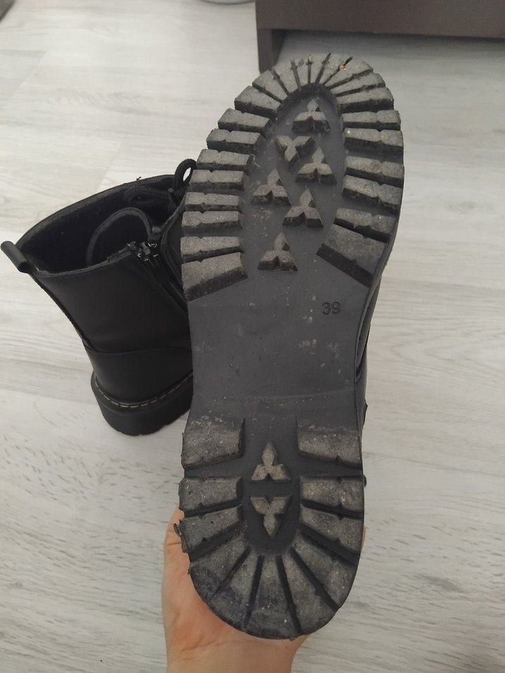 Siyah Kadın Postal Bot Goth - Görsel 5