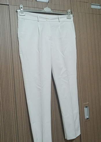 xxl Beden Bej Kadın Pilili Kumaş Pantolon