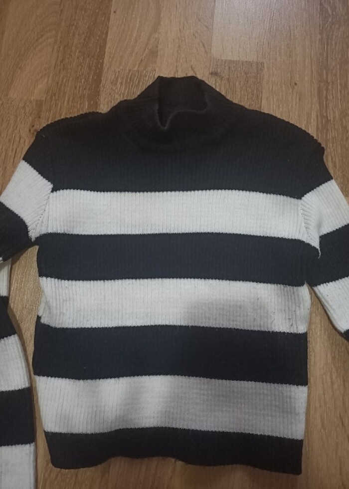 Cizgili crop Kazak  - Görsel 2