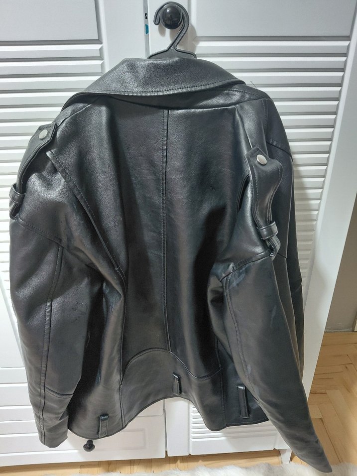 mavi Kadın Siyah Deri Biker Ceket - Görsel 2