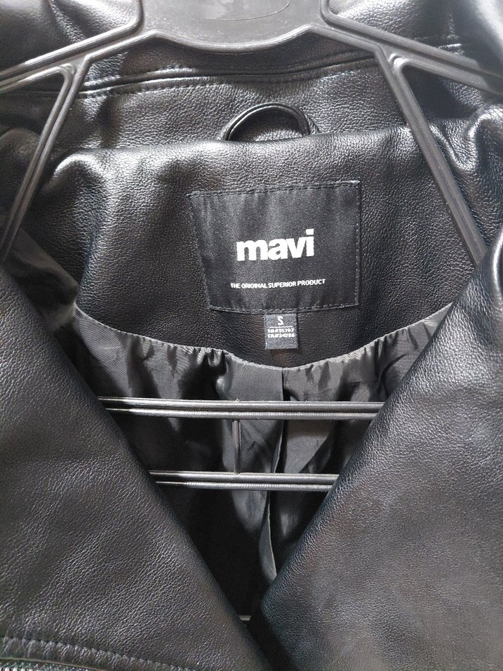 mavi Kadın Siyah Deri Biker Ceket - Görsel 3