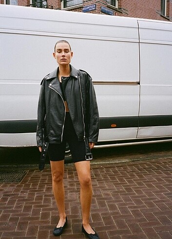 ZARA OVERSIZE BIKER DERI CEKET