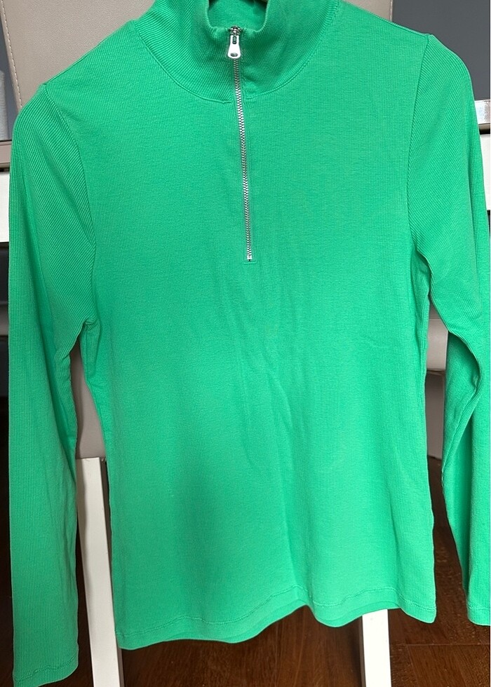 Marks&Spencer Pamuklu Fermuarlı Balıkçı Yaka Bluz - Görsel 2