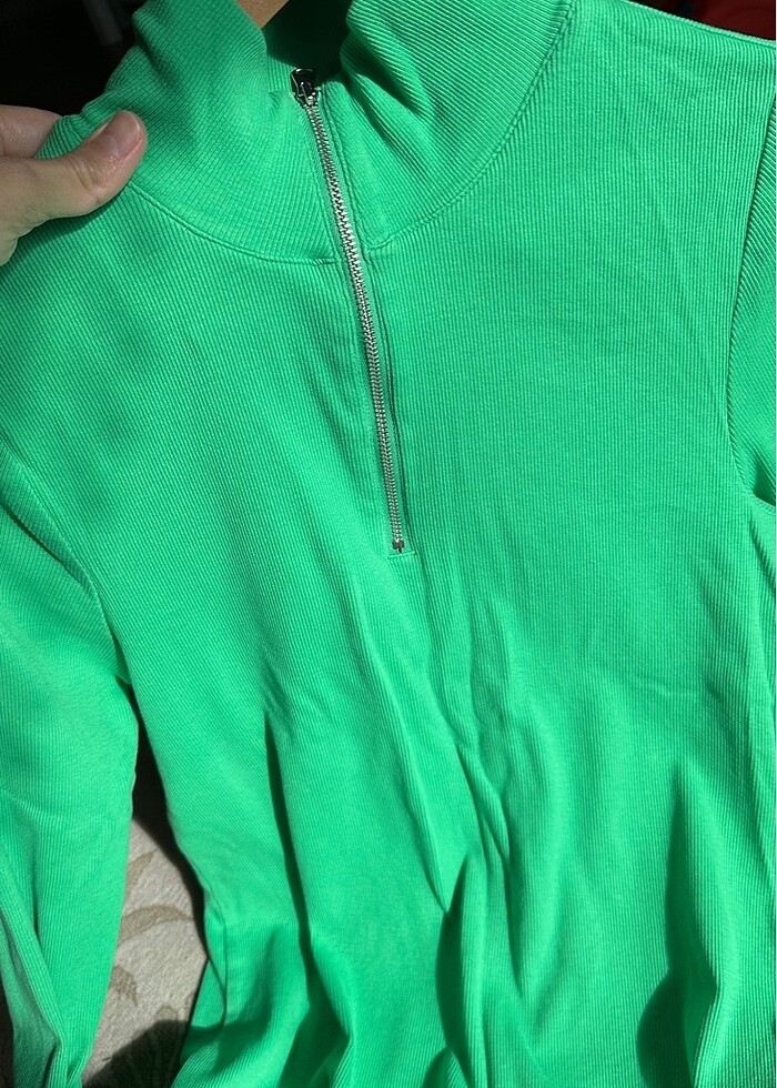 Marks&Spencer Pamuklu Fermuarlı Balıkçı Yaka Bluz - Görsel 3