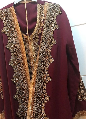 xl Beden bordo Renk ETNİK KAFTAN