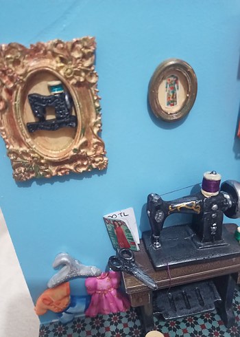  Beden mavi Renk Renkli Dikiş Makinesi Temalı Anahtarlık Askısı