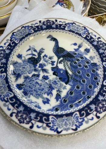 Koyu Mavi Desenli Tavuskuşu Tabak - Görsel 2