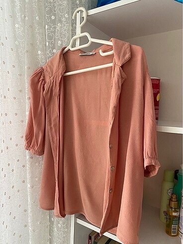 LC Waikiki Pembe balon kol yarım gömlek