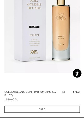 Zara Golden Decade Elixir Parfüm 80 ml