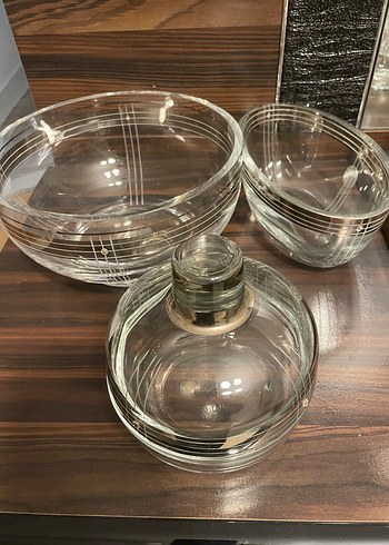 Çağdaş Tarzda Şeffaf Çizgili Cam Kase Seti - Görsel 2