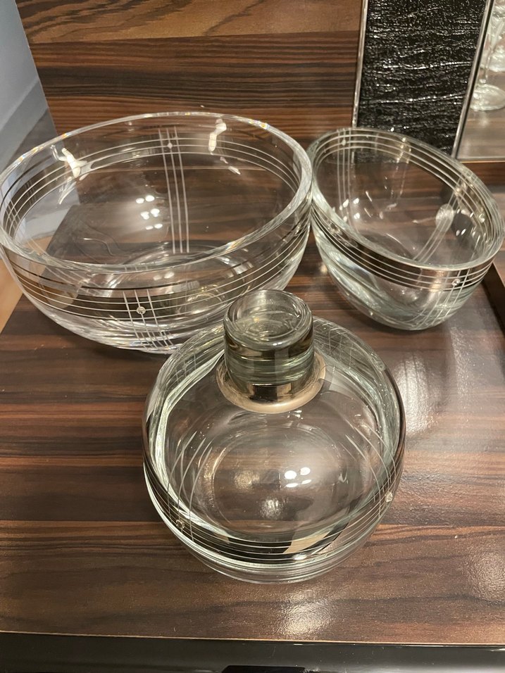 Çağdaş Tarzda Şeffaf Çizgili Cam Kase Seti - Görsel 2