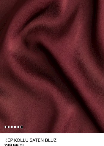 Bordo Yüksek Yakalı Drapeli Saten Bluz - Görsel 6