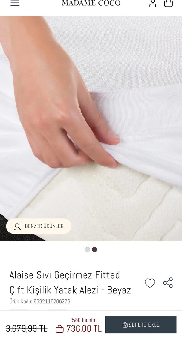 Çift Kişilik Sıvı Geçirmez Yatak Alezi Beyaz - Görsel 2