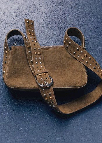 Zımba Detaylı Süet Çapraz Askılı Çanta - Görsel 5