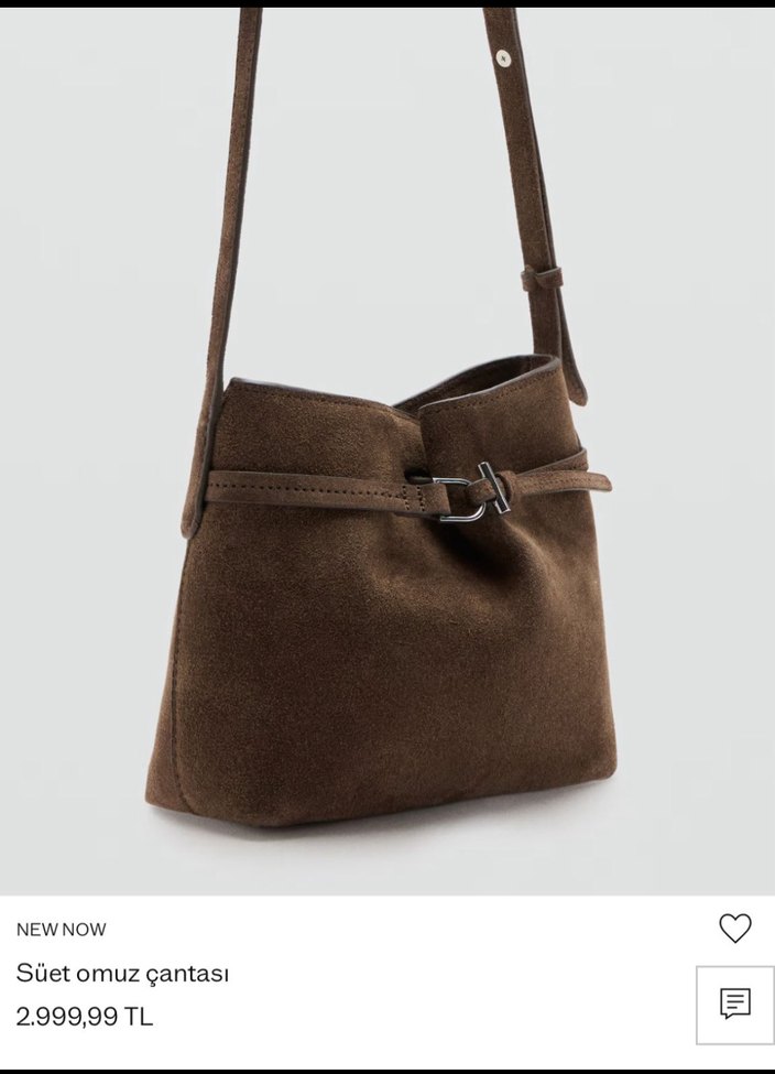 NEW NOW Kahverengi Süet Omuz Çantası - Görsel 2