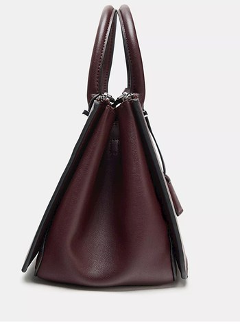 Bordo Deri Mini City Çanta - Görsel 3