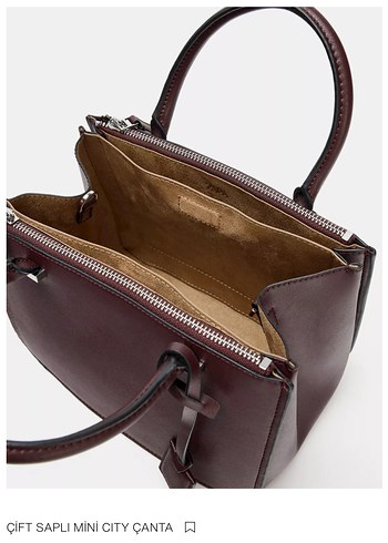 Bordo Deri Mini City Çanta - Görsel 4
