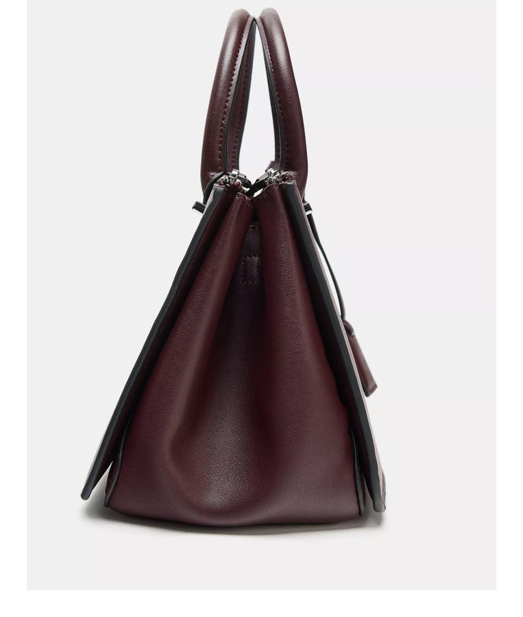 Bordo Deri Mini City Çanta - Görsel 3