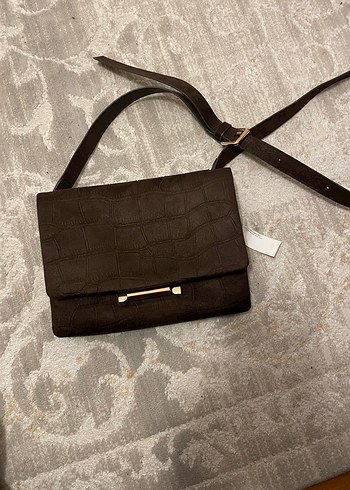 Kahverengi Deri Yılan Desenli Kadın Çanta - Görsel 3