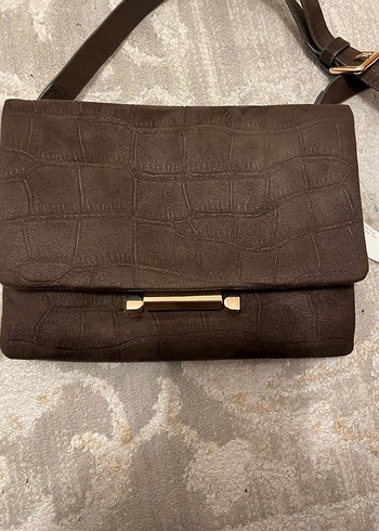 Kahverengi Deri Yılan Desenli Kadın Çanta - Görsel 4