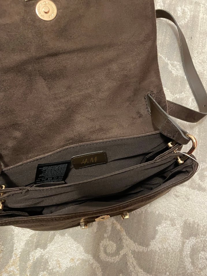 Kahverengi Deri Yılan Desenli Kadın Çanta - Görsel 5