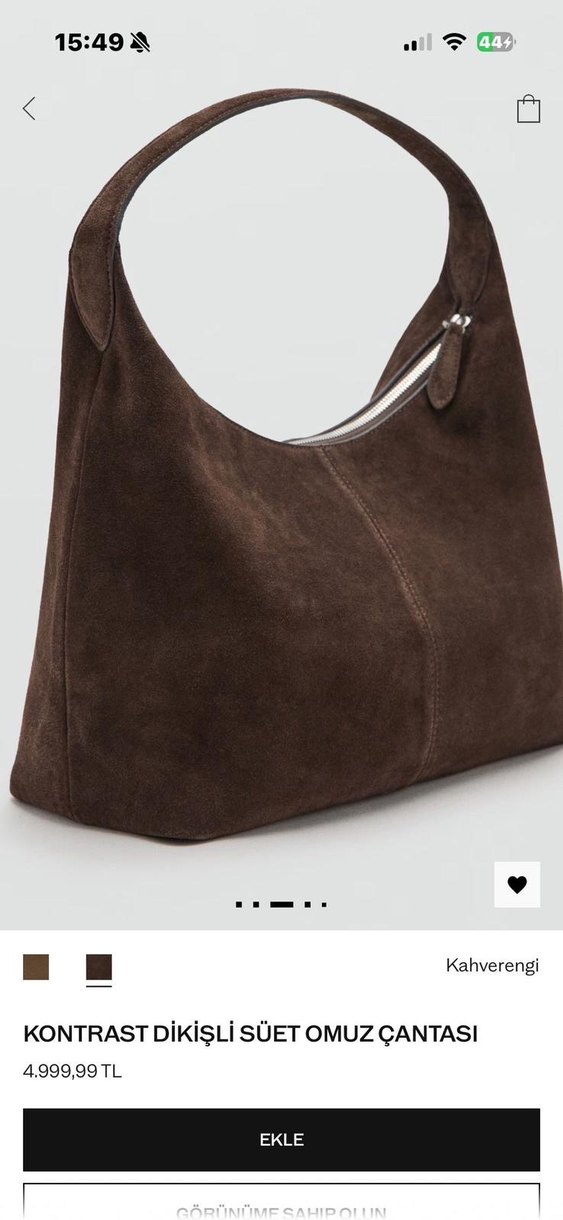 Kahverengi Süet Kadın Çanta - Görsel 3