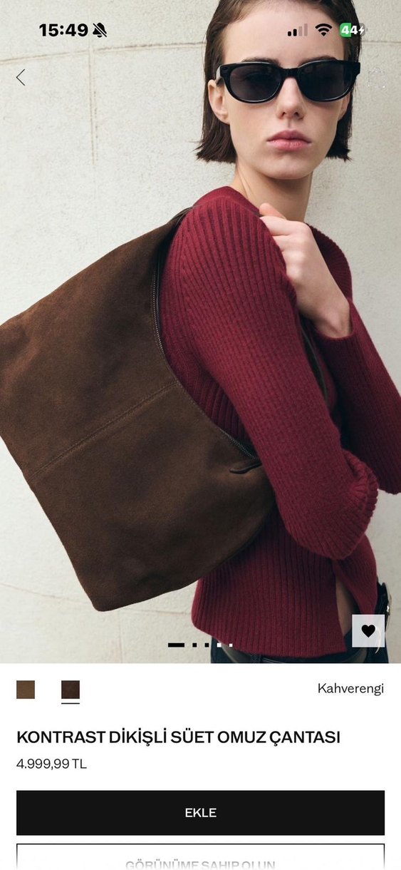 Kahverengi Süet Kadın Çanta - Görsel 2