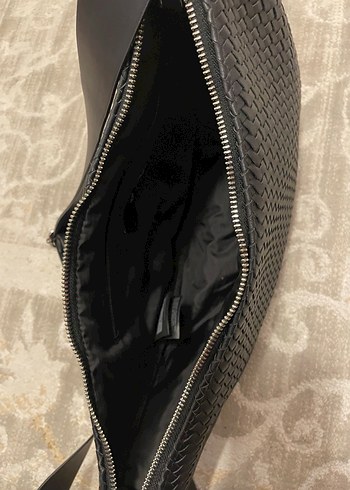 Siyah Deri Kadın Bel Çantası - Görsel 7