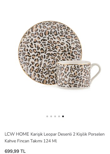 Lc Waikiki Home LCW HOME Leopar Desenli 2 Kişilik Kahve Fincan Takımı