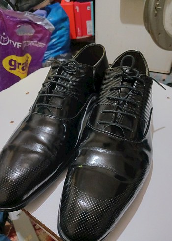 FECRI HÜNER 43 numara orjinal deri 
 Siyah Rugan Erkek Ayakkabı - Görsel 5