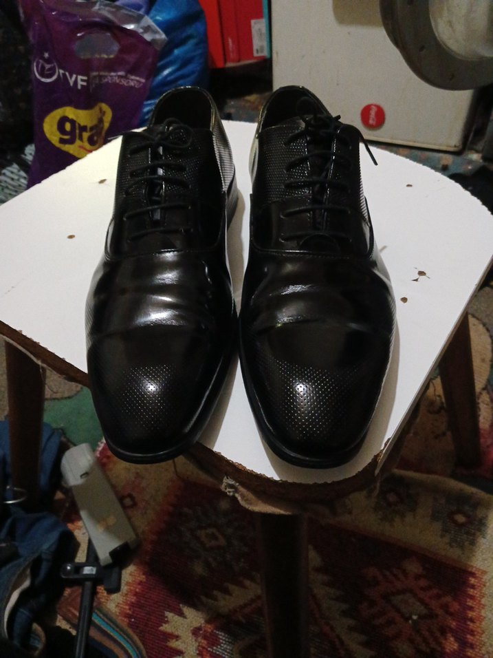 FECRI HÜNER 43 numara orjinal deri 
 Siyah Rugan Erkek Ayakkabı - Görsel 2