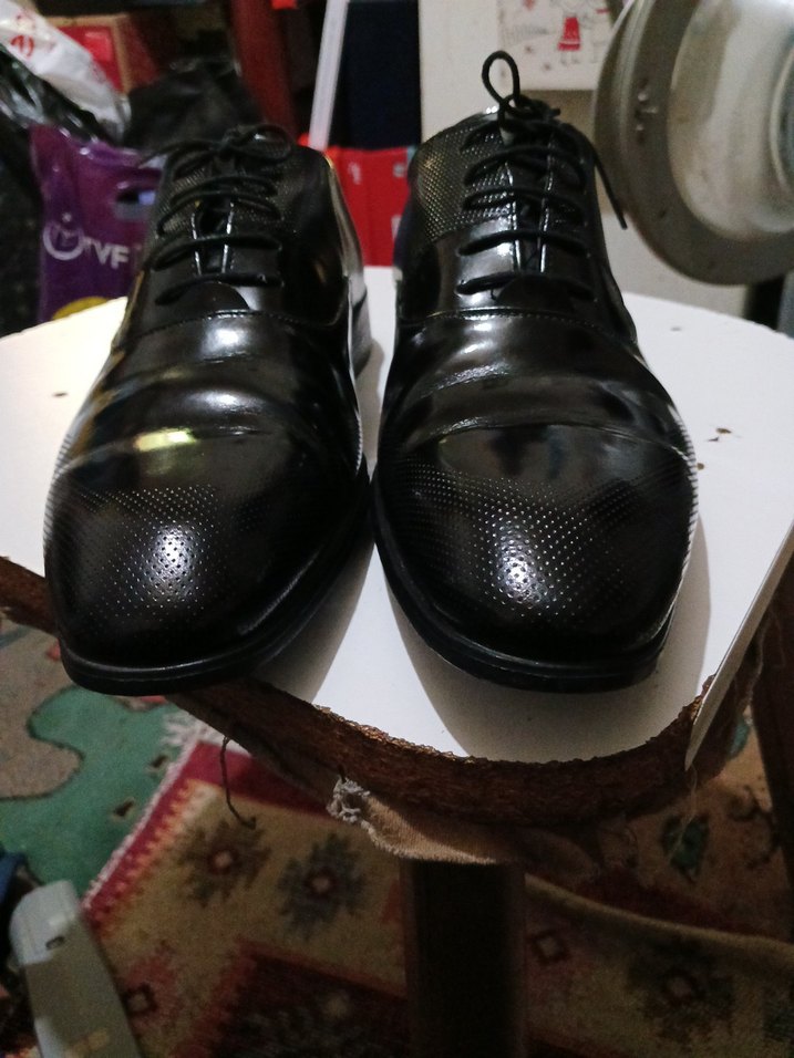 FECRI HÜNER 43 numara orjinal deri 
 Siyah Rugan Erkek Ayakkabı - Görsel 3