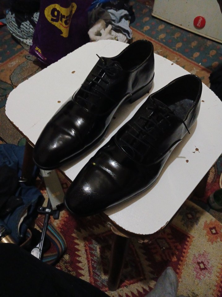 FECRI HÜNER 43 numara orjinal deri 
 Siyah Rugan Erkek Ayakkabı - Görsel 4