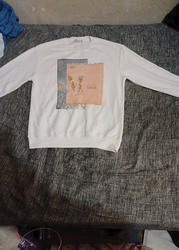 Kadın Beyaz Payetli Sweatshirt