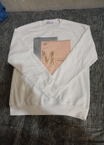 Diğer Kadın Beyaz Payetli Sweatshirt