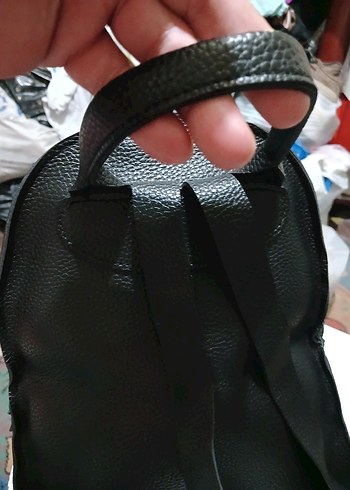 Kadın Siyah Deri Fermuarlı Sırt Çantası - Görsel 6