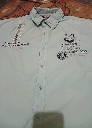 CAMP DAVID XL EKOSELI Turkuaz Kısa Kollu  erkek Gömlek - Görsel 2