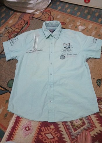 CAMP DAVID XL EKOSELI Turkuaz Kısa Kollu  erkek Gömlek - Görsel 10