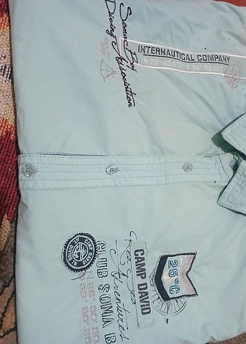 CAMP DAVID XL EKOSELI Turkuaz Kısa Kollu  erkek Gömlek - Görsel 5