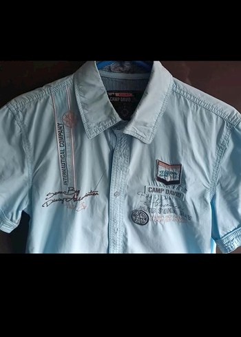 CAMP DAVID XL EKOSELI Turkuaz Kısa Kollu  erkek Gömlek - Görsel 8