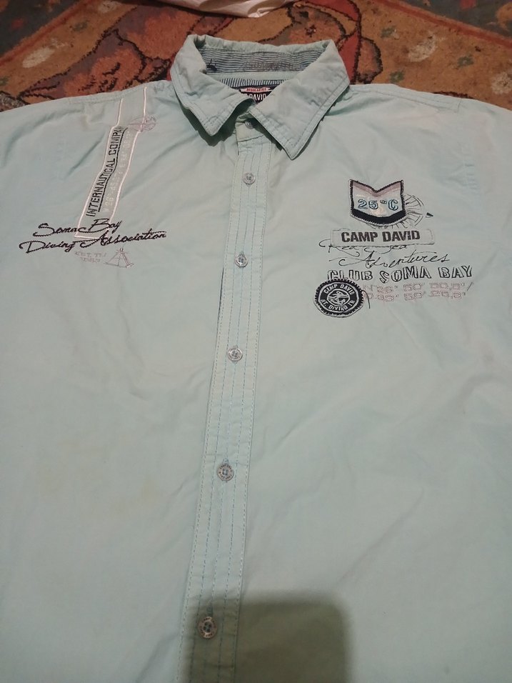 CAMP DAVID XL EKOSELI Turkuaz Kısa Kollu  erkek Gömlek - Görsel 2